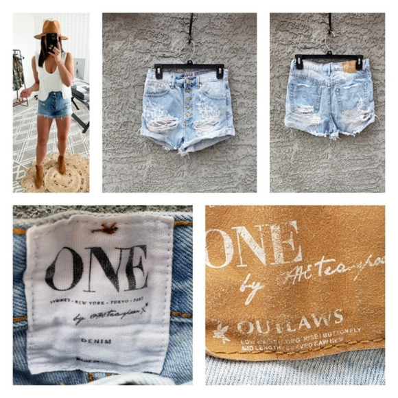 One By One Teaspoon Outlaws High‎ Rise Jean Short Distressed - Picture 1 of 7